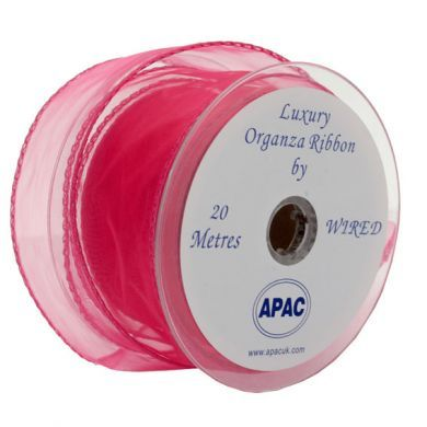 50mm Shocking Pink Wired Edge Organza Ribbon