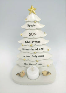 Memorial Christmas Tree Plaque Robin Decoration Xmas Tribute Tea Light Graveside