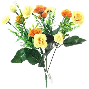 31cm Rose and Grass Bush - Artificial Silk Flower